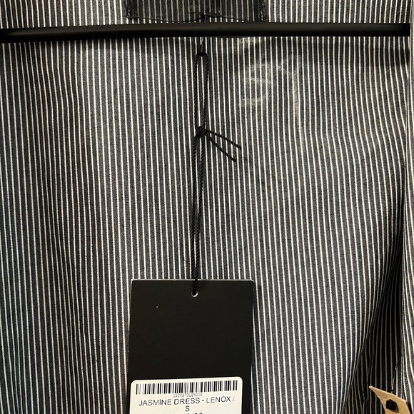 Reformation Wrap Dress. Gray pinstriped. New with tags. Upcycled material. - Picture 3 of 7